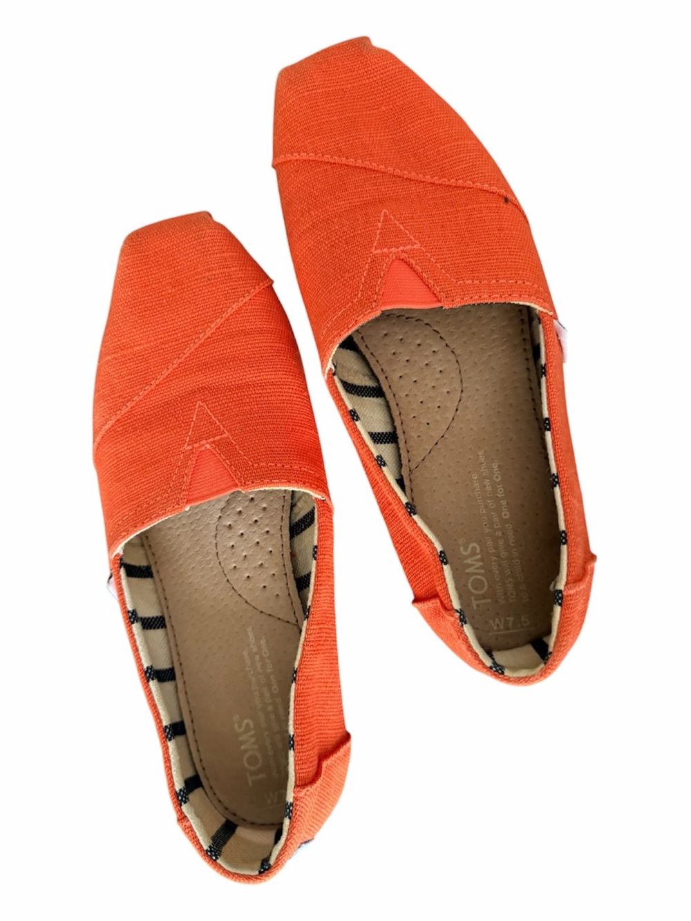 Toms Orange Canvas Classic Slip-Ons Size 7.5